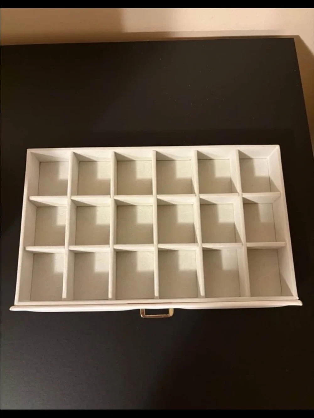 Vlando 6 Tier White Jewelry Box With Gold Hardware and Mirror